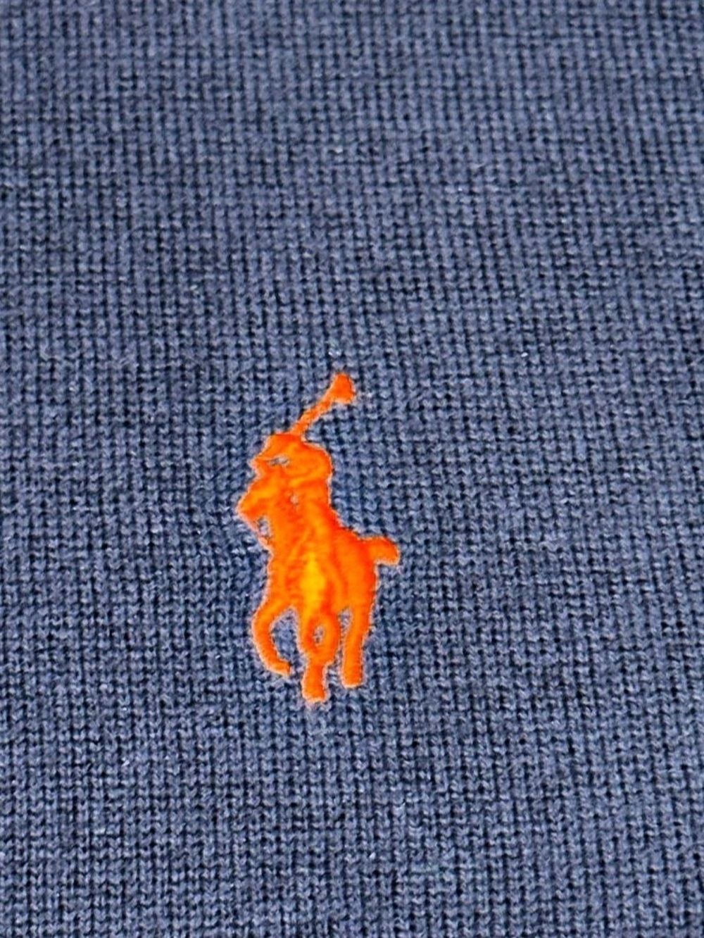 Polo Ralph Lauren Women’s Navy Cardigan M Orange Pony Cotton Blend P096 - Picture 6 of 8
